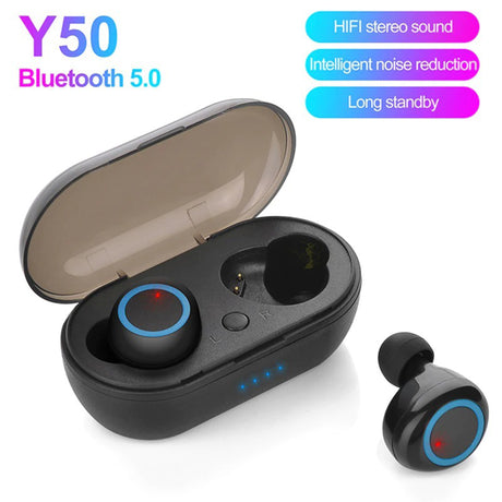 Y50 TWS WIRELESS HEADPHONES - BLACK COLOR | GYM SUPPLEMENTS U.S