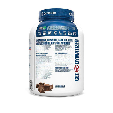 DYMATIZE ELITE 100% WHEY PROTEIN | RICH CHOCOLATE FLAVOR | NUTRITION FACTS | GYMSUPPLEMENTSUS.COM | GYM SUPPLEMENTS U.S