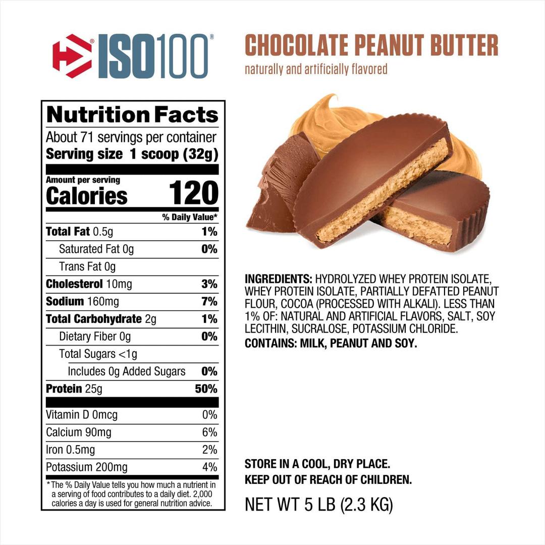 dymatize iso 100 | chocolate peanut butter | nutrition facts | gym supplements u.s