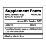 EVL GLUTAMINE 5000 | NUTRITION FACTS - UNFLAVOR | GYM SUPPLEMENTS U.S | GYMSUPPLEMENTSUS.COM