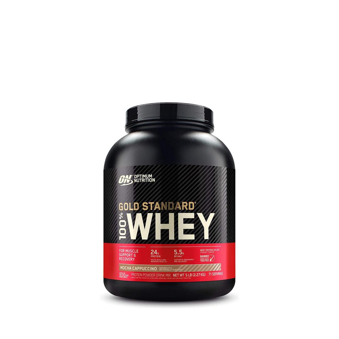 optimum nutrition | 100% gold standard whey protein | 5lbs mocha cappuccino flavor | gym supplements u.s