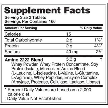 SUPERIOR AMINO 2222 | 320 TABLETS NUTRITION FACTS | GYM SUPPLEMENTS U.S