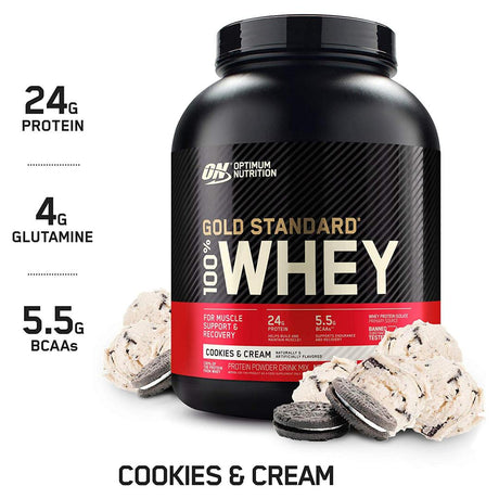 5LBS GOLD STANDARD 100% WHEY PROTEIN | COOKIES & CREAM FLAVOR | GYMSUPPLEMENTSUS.COM