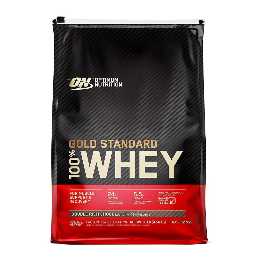WHEY GOLD STANDARD PROTEIN - 10 LBS | DOUBLE RICH CHOCOLATE FLAVOR | GYM SUPPLEMENTS U.S 